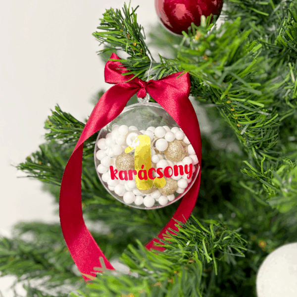 Karácsonyfa gömb 1. karácsony felirattal